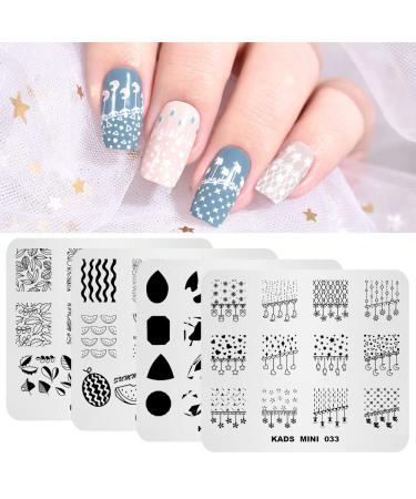 Nail Stamping Plate 4 Piece Set Leaf Watermelon Gem Pattern Template Image Nail Art Stamper Scraper Nail Polish DIY Tool 53