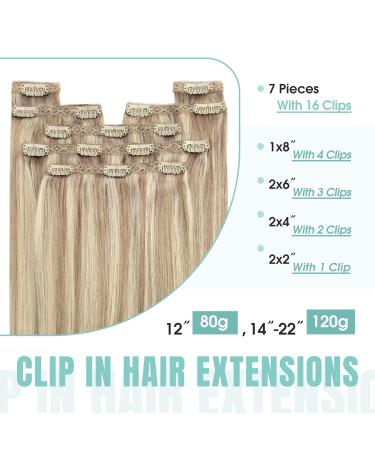 Youngsee Clip-In Hair Extensions - 35cm Real Hair 120g - Ashblond & Platinum Highlights - 7 Pieces - Buy Online on SooperMarket.com