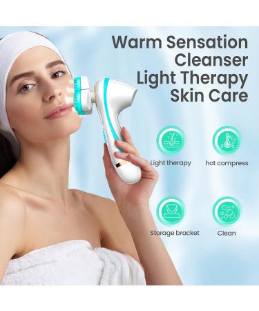3D Facial Cleansing Brush Electric Face Scrubber with 3 Replacement Heads for Deep Cleaning|Gentle Exfoliate|Tighten Skin (Blue) - Buy Online on SooperMarket.com