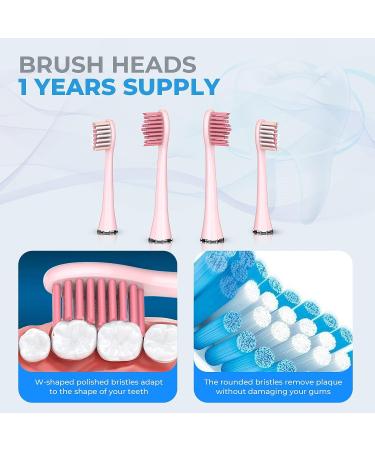 NBGRLVS Rechargeable Sonic Electric Toothbrush for Adults | 3 Modes, 2 Min Timer, 4 Brush Heads | Fast Charge & Travel-Friendly | Easy Dental Care | Pink - Buy Online on SooperMarket.com
