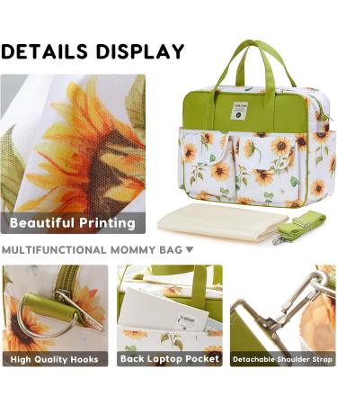 SONARIN Large Capacity Waterproof Baby Changing Tote Bag - Stylish Portable Diaper Bag with Shoulder Strap & Changing Mat, Sunflower Design - Buy Online on SooperMarket.com