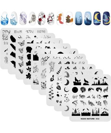 Alexnailart Nature Series Nail Stamping Plates Set - 10 Multi-Pattern Image Templates for Manicure Stencils - Buy Online on SooperMarket.com