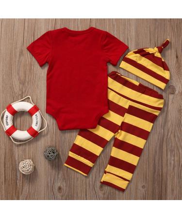 Snuggle This Muggle Bodysuit Set with Striped Pants & Hat - 12-18 Months - Red - Buy Online on SooperMarket.com