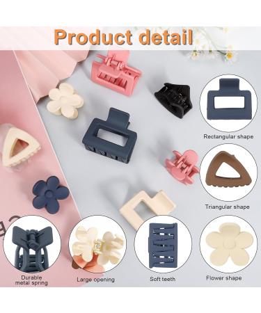 Heyu-Lotus 9 PCs Hair Claw Clips Set - Small Matte Nonslip Clips for Women and Girls - Square, Flower, Triangular Shapes - Ideal for Thick, Fine, Medium Hair - 2 Inch - Mixed 2 - Buy Online on SooperMarket.com