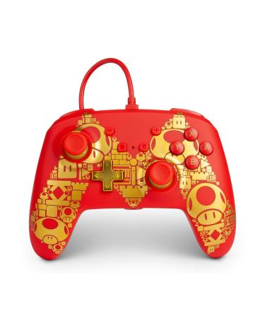PowerA Enhanced Wired Controller for Nintendo Switch Golden M Gamepad Wired Video Game Controller Gaming Controller Mario Gold M