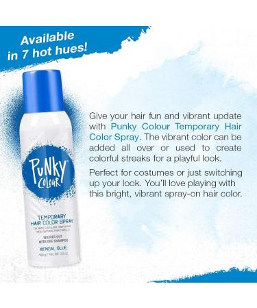 Punky Temporary Hair Color Spray in Bengal Blue - Non-Sticky, Non-Damaging Travel Size Dye for Instant Vivid Color - 3.5 oz - Buy Online on SooperMarket.com