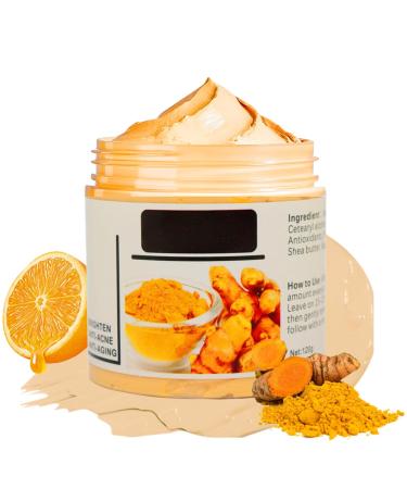 Turmeric Vitamin C Clay Face Mask Turmeric Clay Mask Turmeric Face Mask for Dark Spots Mud Mask Deep Cleansing Face Mask Skin Care Improve Blackheads Acne Dark Spots and Even Out Skin Tone 120g