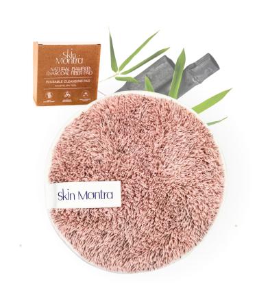 Bamboo Charcoal Makeup Pads for Makeup Removal and Cleansing Washable Eco-Friendly Reusable Pads Soft Natural Bamboo Fibers for All Skin Types Single Pad Pink