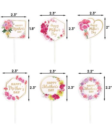 Happy Mother s Day Cupcake Toppers 24PCS Best Mom Ever Floral Cake Toppers Mother s Day Cake Decorations Mother Birthday Party Decorations Supplies - Buy Online on SooperMarket.com
