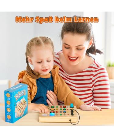 Norbase Montessori Busy Board with LED | Educational Toys for Kids 1-3 Years | Perfect Wooden Gifts for Young Girls - Buy Online on SooperMarket.com
