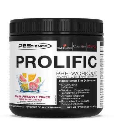 PEScience Prolific Pre Workout Powder Guava Pineapple Punch 40 Scoop
