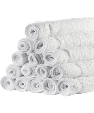 24-Piece White Washcloths Towel Set - Kitchen & Bath Cotton Cloths for Baby, Face Cleansing & Multi-Purpose Cleaning - 12x12 Inches - Hand, Gym, Spa & Sports Towels - Buy Online on SooperMarket.com