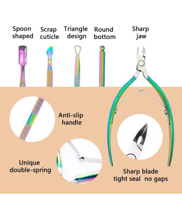 Cuticle Nipper Cuticle Pusher Cuticle Cutter for Precise Dead Skin Remover Pedicure Manicure Nail Art Tools Durable Cuticle Scissors Stainless Steel Rainbow - Buy Online on SooperMarket.com