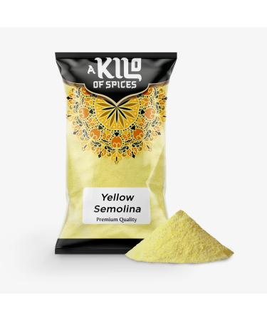 A Kilo Of Spices | Yellow Semolina Fine | Perfect Ingredient for Delicious and Fluffy Bakes Pizza Bread and Biscuit | Add a Rich Texture and Nutty Flavor to Recipes | Yellow Semolina (Suji) - 1 Kg 1kg