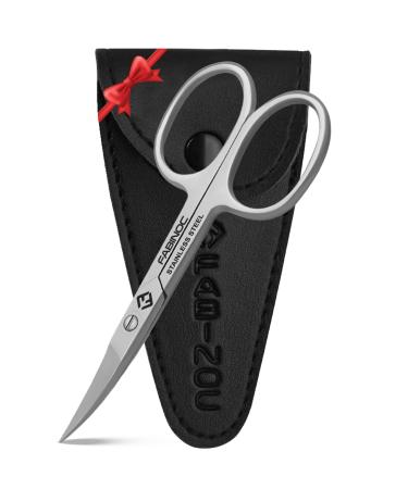 FABINOC Curved Nail Scissors for Finger & Toenails | German Quality Stainless Steel | Small Sharp Bathroom Scissors for Eybrow Nose Moustache Trimming Nail Scissors- Curved