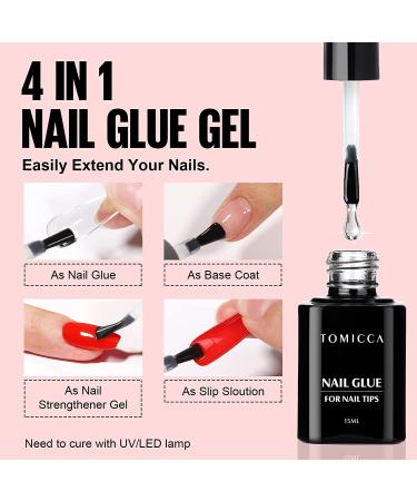 TOMICCA Nail Tips and Glue Gel Kit - 500PCS Coffin Soft Gel Tips + UV LED Lamp + 15ML 4 In 1 Nail Glue Gel - Professional Acrylic Nail Extension Kit for Easy DIY Nail Art - Buy Online on SooperMarket.com