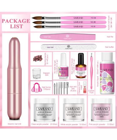 Saviland Acrylic Nail Kit - Complete Set for Beginners with 3 Colors, Drill Nails, Brushes - DIY Nail Extension & Carving - Buy Online on SooperMarket.com