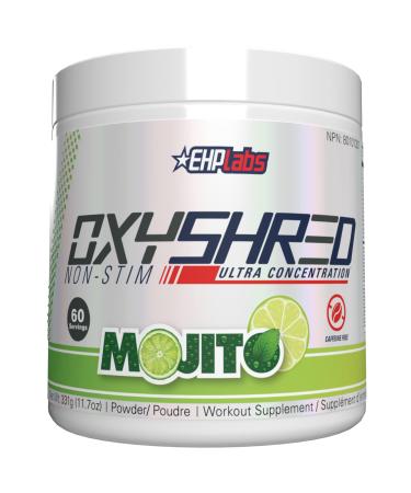 EHP Labs OxyShred Non Stimulant Thermogenic Pre Workout Powder - Stim Free Pre Workout Caffeine Free Preworkout for Men & Women - Non Stim Preworkout - Sugar Free Energy Powder - Mojito 60 Servings