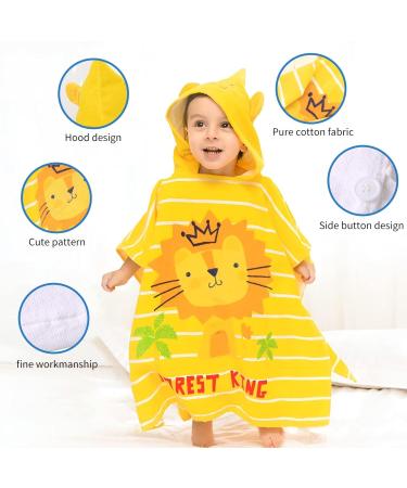 Supgomax Hooded Bathing Poncho for Kids - Cartoon Lion Beach & Bath Towel Absorbent Child Towels for Swimming & Shower - Buy Online on SooperMarket.com