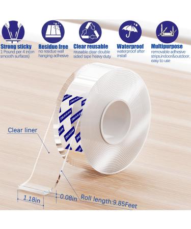 ZMUAXUAN Strong Nano Double Sided Tape Heavy Duty Mounting Clear Removable Sticky Adhesive Strips No Damage Wall Waterproof Reusable Thick Gel Grip Washable for Hanging Picture Poster Carpet Photo 1 - Buy Online on SooperMarket.com
