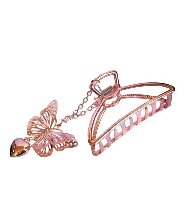 TANG SONG 4PCS Metal Hair Claw Clips with Butterfly and Heart Pendant | Hair Catch Barrette Jaw Clamp for Women | Half Bun Hairpins Set(Silver+Gold+Rose Gold+Black) - Buy Online on SooperMarket.com
