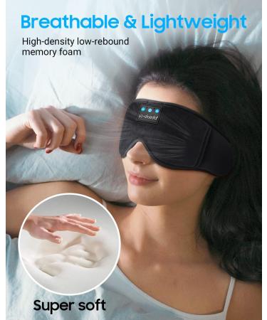 Sleep Mask with Bluetooth Earphones Sleep Headphones Bluetooth Blackout Wireless Eye Mask & Blindfold for Night's Sleep Travel Nap Office Cool Tech Gadgets for Women's Day Gift Headphones Bluetooth Wireless Ice Silk Lining - Black - Buy Online on SooperMarket.com