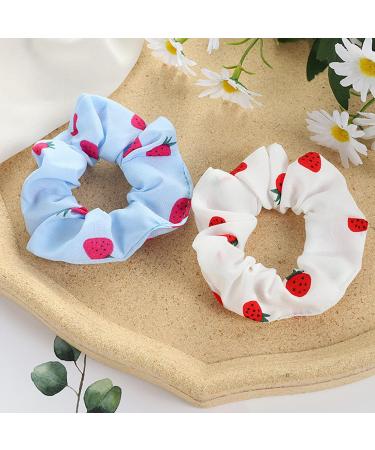 12 Pcs Cute Strawberry Hair Scrunchies - Elastic Hair Bands for Women and Girls - Buy Online on SooperMarket.com