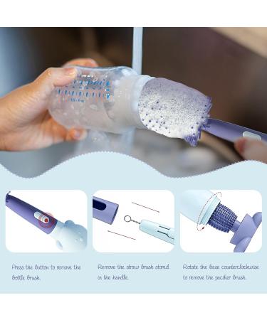 FainFun 3 in 1 Baby Bottle Brush Set Reusable Cleaner for All Baby Bottles | International Shipping Available - Buy Online on SooperMarket.com