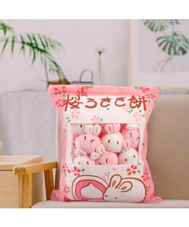 Cute Snack Pillow Bunny Plush Toy - Kawaii Rabbit Pudding Pillow with Removable Bunny Dolls - Creative Gift for Kids - 8 Sakura Bunnies - Buy Online on SooperMarket.com