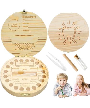 Milk tooth box tooth box wood milk teeth box tooth box for milk teeth young & girls with display function souvenir box storage box for baby teeth baby gifts for birth (tooth motif)
