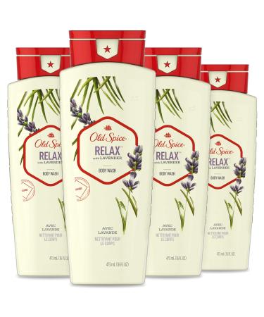 Old Spice Body Wash for Men Relax with Lavender 16 Fl Oz (Pack of 4) Lavender Body Wash 16oz 4 Pack