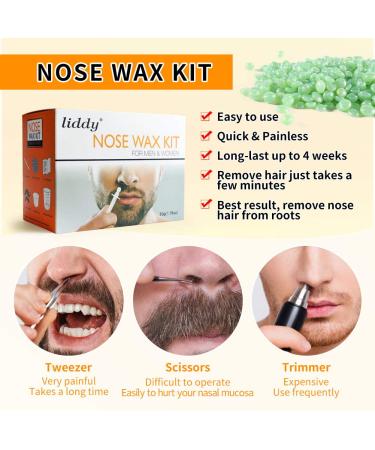 Nose Wax Kit for Men and Women - Nose Hair Removal Wax Set with 50g Wax, 20 Applicators, 10 Wax Pods, Measuring Cup, and Moustache Stencils - Buy Online on SooperMarket.com