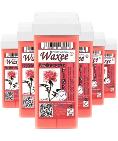 6 x 100ml roll on wax cartridge roller wax refill COLOPHONY FREE Waxee (Roll on wax Pink)