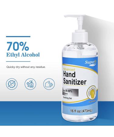 Superfy Hand Sanitizer Gel 128oz - 70% Alcohol - Quick-drying - 8 Pack 16 oz Pump Bottles - Buy Online on SooperMarket.com