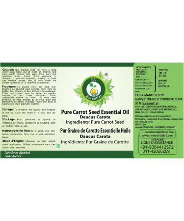 R V Essential Pur Carotte Huile Essentielle 50ml (1.69oz) - Daucus Carota (100% Pur et naturelle Distill e vapeur) Carrot Seed Essential Oil - Buy Online on SooperMarket.com