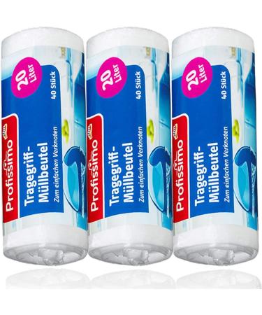 Buy Tear-Resistant Garbage Bags with Handle - 20L Leak-Proof Recyclable - 3x40 Count | International Shipping Available - Buy Online on SooperMarket.com