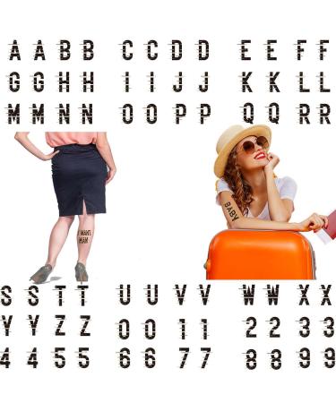 Tattoonova 6 Sheets Temporary Tattoo Adult Alphabet Party Favors Letters Sleeve Body Face Number Fake Tattoos