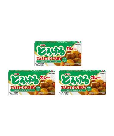 S&B Tasty Curry Japanese Curry Sauce Mix Medium Hot 200g (Pack of 3) by CNMART