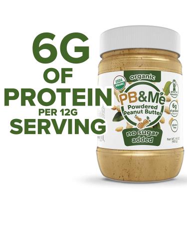 PB&Me Organic Powdered Peanut Butter - Keto Snack, Gluten Free, Plant Protein - 16oz (1lb) - No Sugar Added - Buy Online on SooperMarket.com