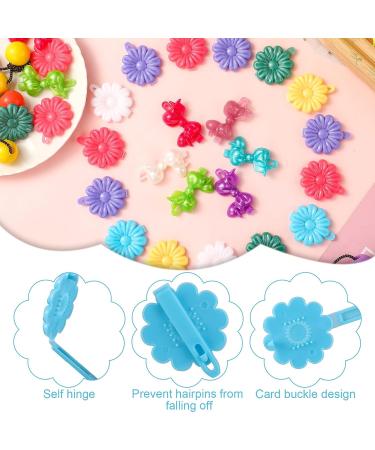 100 Pcs Girls Hair Accessories: Self Hinge Barrettes, Hair Ball Ties, Plastic Clips for Toddler Girls - Bow Flower Hair Tie for Baby Girls (Cool) - Buy Online on SooperMarket.com