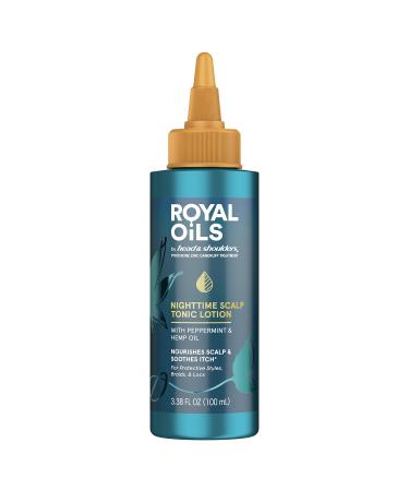 Head & Shoulders Royal Oils Curly Hair Product Nighttime Scalp Tonic Lotion with Peppermint and Hemp Oil, Sulfate Free, 3.4 Fl Oz