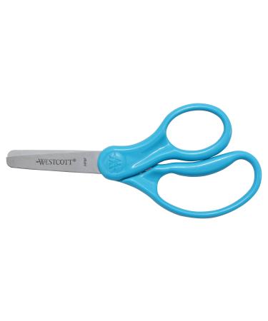 Westcott 15968 Right- and Left-Handed Scissors, Kids' Scissors, Ages 4-8, 5-Inch Blunt Tip, Neon Blue Neon Blue 5-Inch Blunt Tip