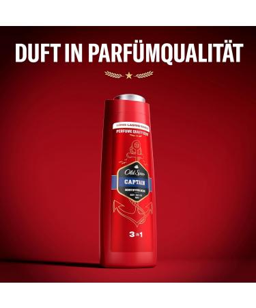 Old Spice Captain 3-in-1 Shower Gel & Shampoo for Men 400ml | Long-Lasting Freshness with Lemon Sandalwood & Sea Air | Body Hair & Facial Cleansing - Buy Online on SooperMarket.com