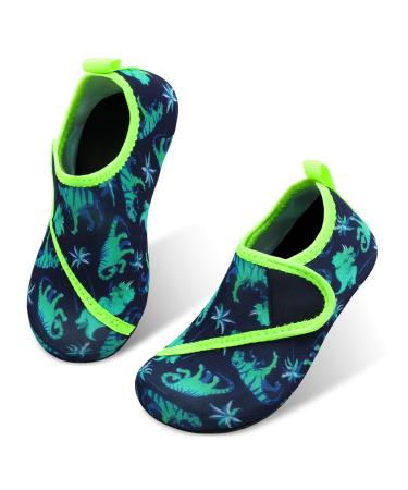 JIASUQI Kids Boys Girls Water Shoes Quick Dry Barefoot Aqua Socks for Beach Swimming Pool 8.5/9 UK Child Easy Dinosaur
