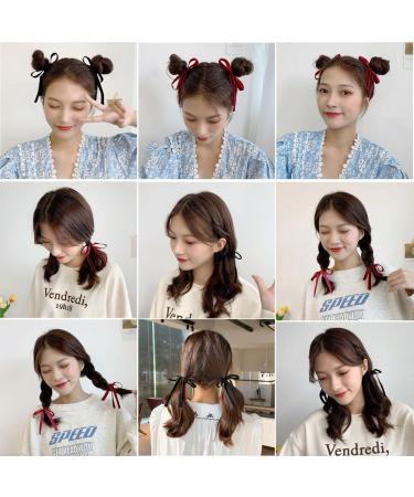 Limtula 2pieces Colorful Ribbon Bowknot Hair Scrunchies Elastic Hair Ropes Ponytail Holder Festival Woman Hair Supplies Black - Buy Online on SooperMarket.com
