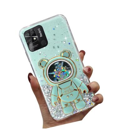 Tivenfezk Nadoli for Xiaomi Redmi 10c Treibsand B r Astronaut Hidden Stand Shell caricature glitter astronaut stand Soft silicone bling cell phone case.