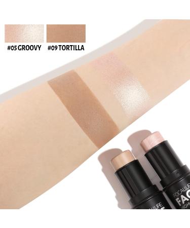 2 PCs Contouring Stick Set - Cream Bronzer & Highlighter for Flawless Makeup | Long-lasting Face & Neck Contouring Pen (Fair-0509) - Buy Online on SooperMarket.com