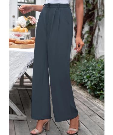 Vetinee High Waisted Wide Leg Casual Dress Pants with Pockets - Folkstone Gray - Buy Online on SooperMarket.com