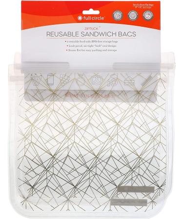 Full Circle ZipTuck Reusable Sandwich Bags - Gold Geo Design (2 Pack) - Buy Online on SooperMarket.com