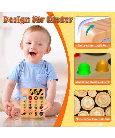 Norbase Montessori Busy Board with LED | Educational Toys for Kids 1-3 Years | Perfect Wooden Gifts for Young Girls - Buy Online on SooperMarket.com
